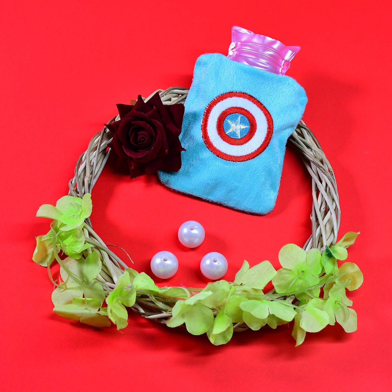6517 Captain America's Shield small Hot Water Bag with Cover for Pain Relief, Neck, Shoulder Pain and Hand, Feet Warmer, Menstrual Cramps. 6517 Captain America's Shield small Hot Water Bag with Cover for Pain Relief, Neck, Shoulder Pain and Hand, Feet Warmer, Menstrual Cramps.